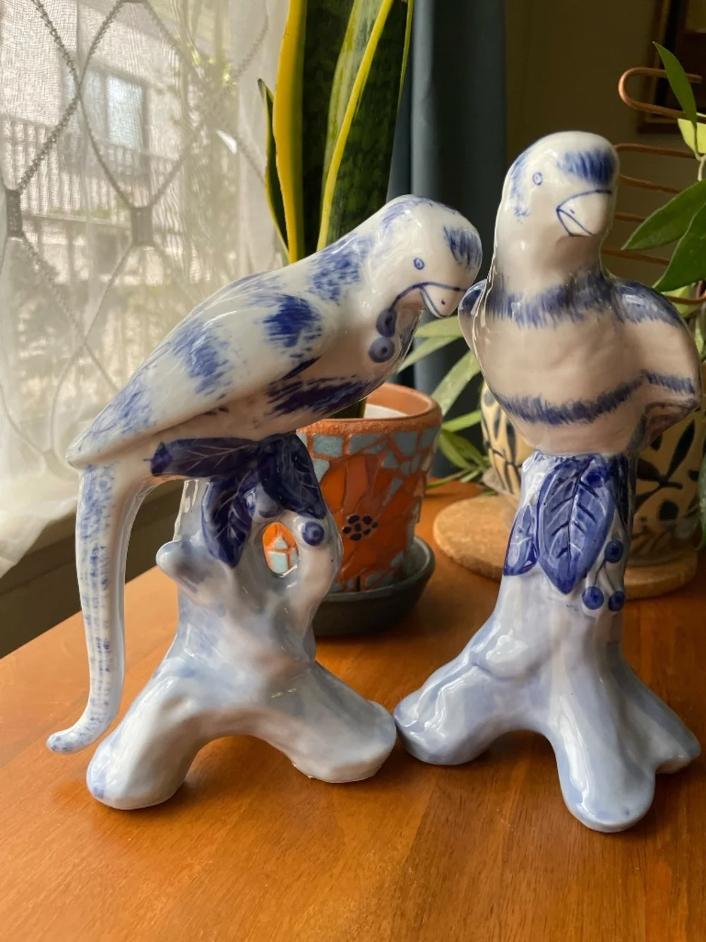 2 Porcelain Parrots